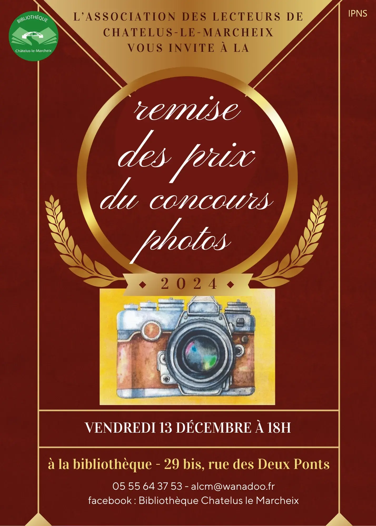 Affiche Michel Haury Photographe - Remise des prix du concours photos 2024 à Châtelus-le-Marcheix